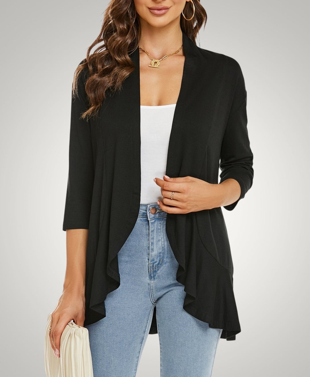 Rahel | Damen Casual Leichte Strickjacke mit Kurzarm