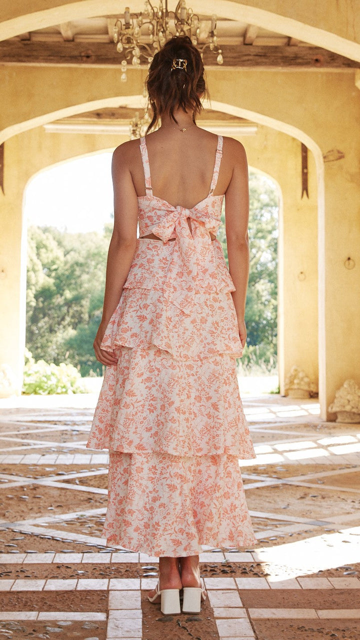 Naomi | Abito maxi floreale drappeggiato da donna