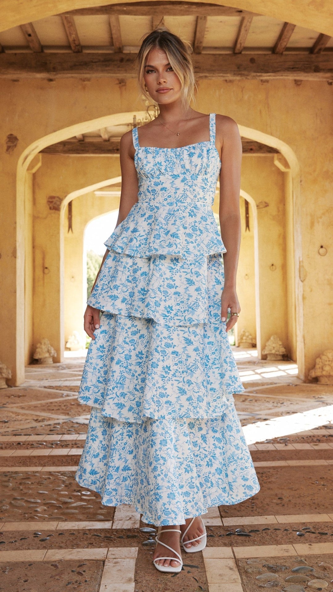 Naomi | Abito maxi floreale drappeggiato da donna