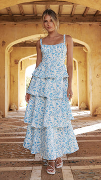 Naomi | Abito maxi floreale drappeggiato da donna