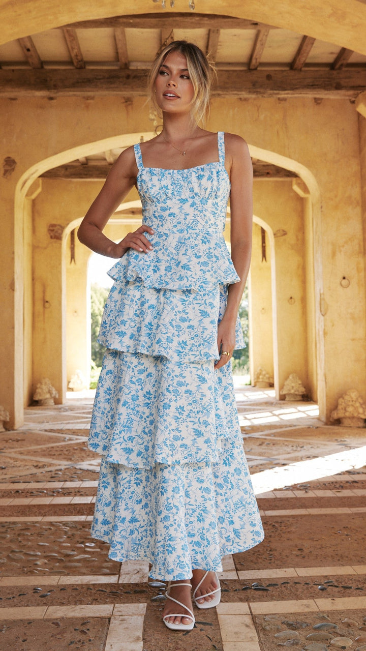 Naomi | Abito maxi floreale drappeggiato da donna