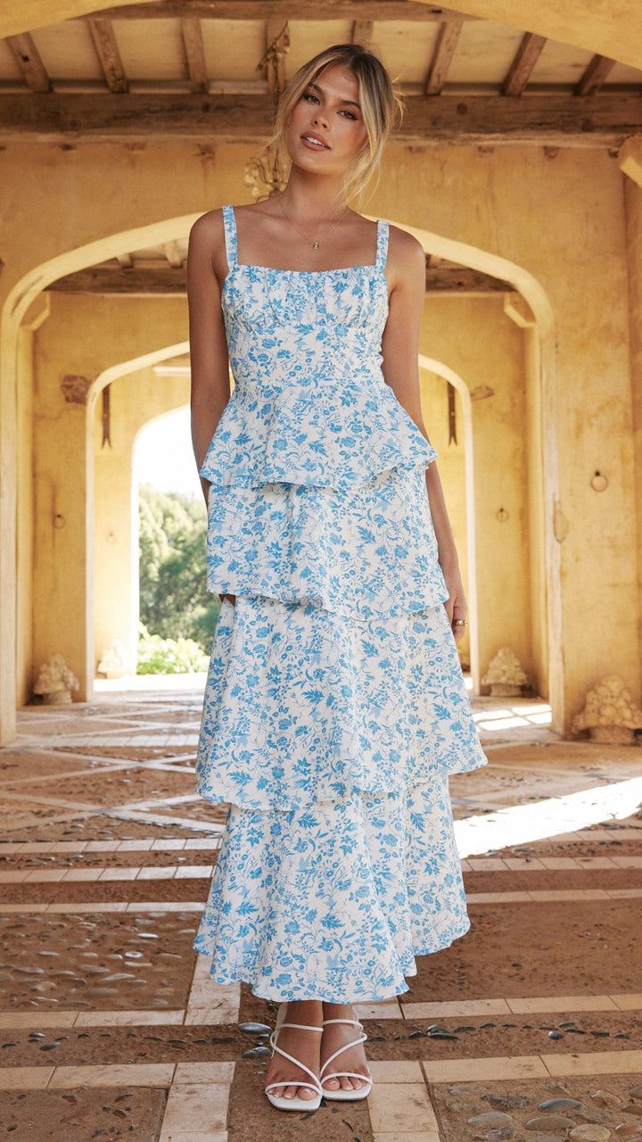 Naomi | Abito maxi floreale drappeggiato da donna
