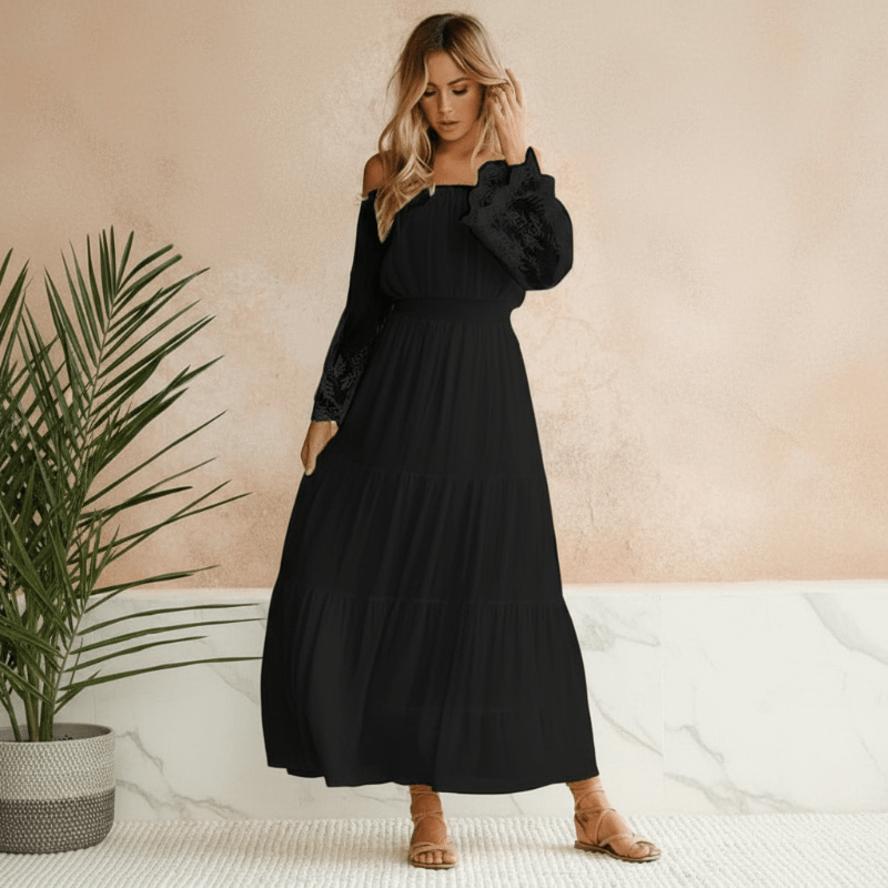 Liana | Damen Elegantes Off-Shoulder Sommerkleid