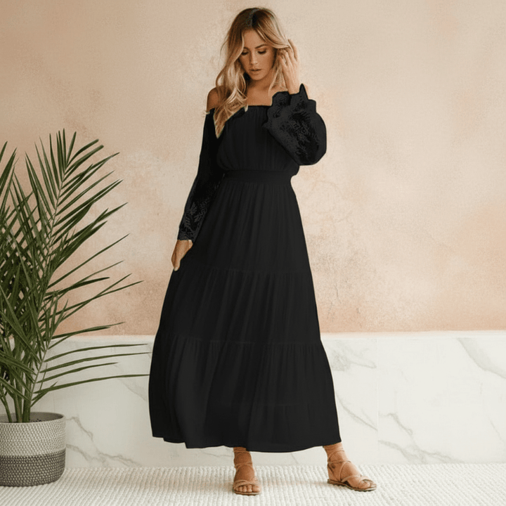Liana | Damen Elegantes Off-Shoulder Sommerkleid