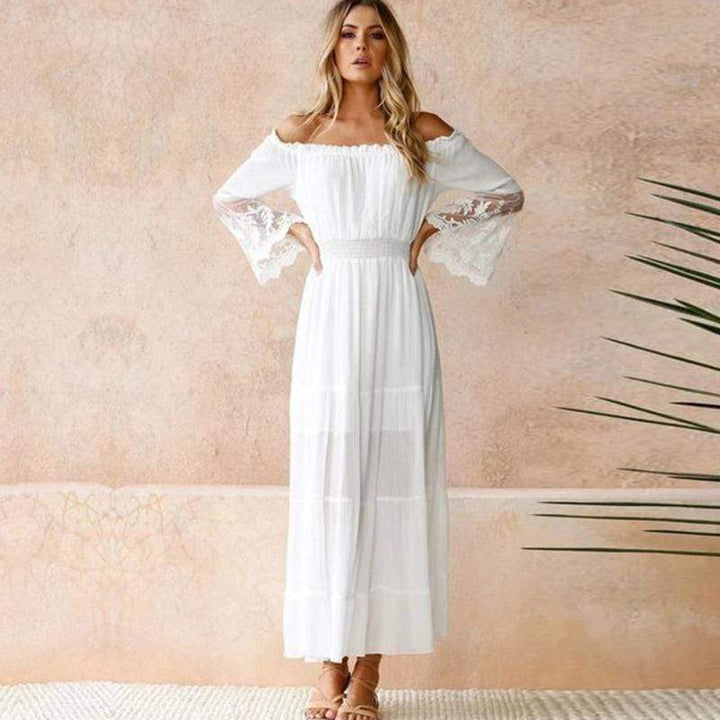 Liana | Damen Elegantes Off-Shoulder Sommerkleid