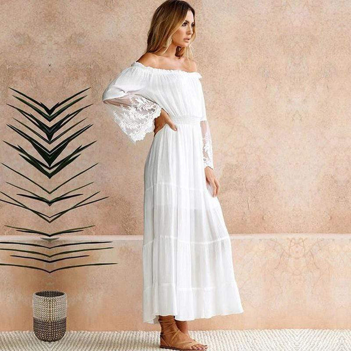 Liana | Damen Elegantes Off-Shoulder Sommerkleid