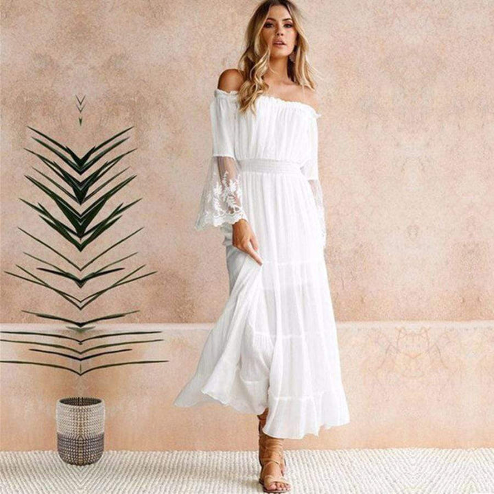 Liana | Damen Elegantes Off-Shoulder Sommerkleid