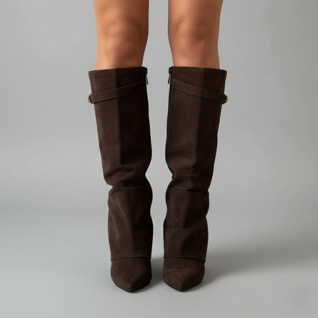 Katja | Bottes en daim mi-genou pour femmes