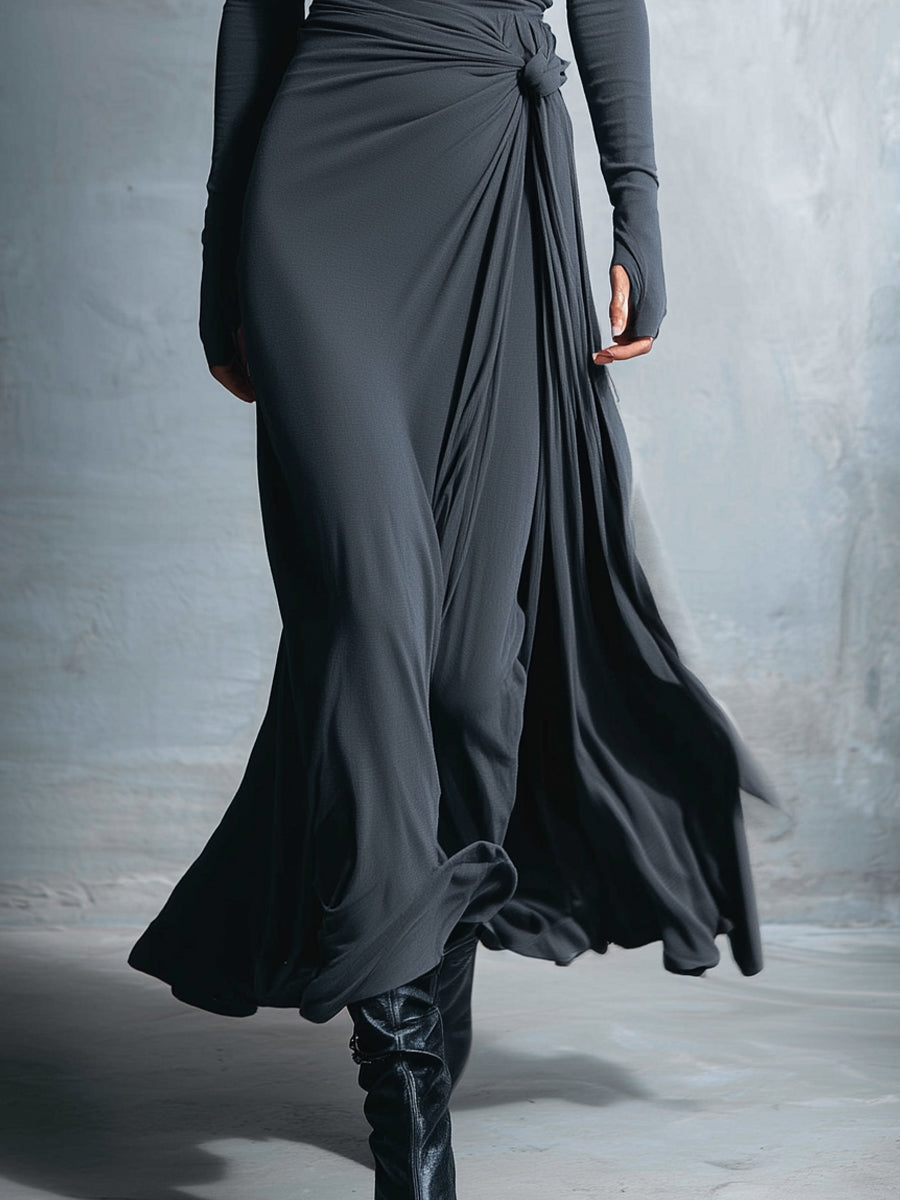 Laura | Abito lungo elegante da donna a maniche lunghe drappeggiato