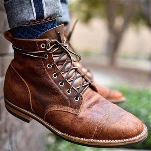 Caspar | Herren Robuste Braune Schnürstiefel