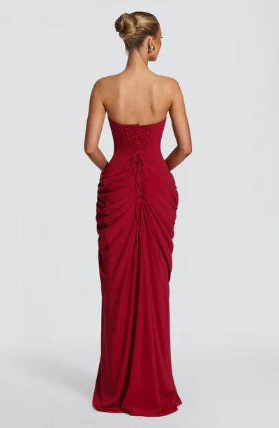 Klara | Damen Elegantes Trägerloses Korsett Kleid mit Schnürung