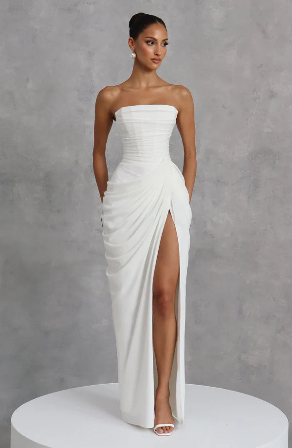 Klara | Damen Elegantes Trägerloses Korsett Kleid mit Schnürung