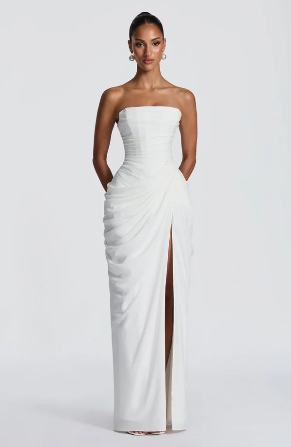 Klara | Damen Elegantes Trägerloses Korsett Kleid mit Schnürung