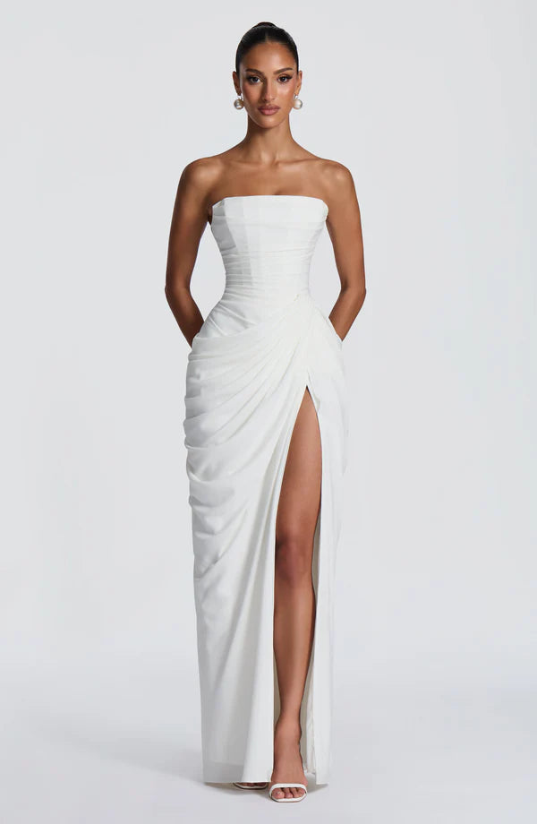 Klara | Damen Elegantes Trägerloses Korsett Kleid mit Schnürung