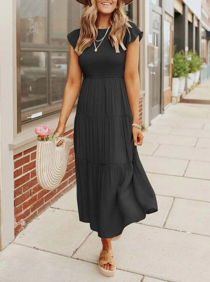 Selma | Robe midi décontractée avec manches à volants pour femmes