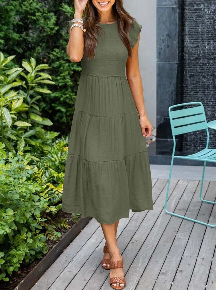 Selma | Robe midi décontractée avec manches à volants pour femmes