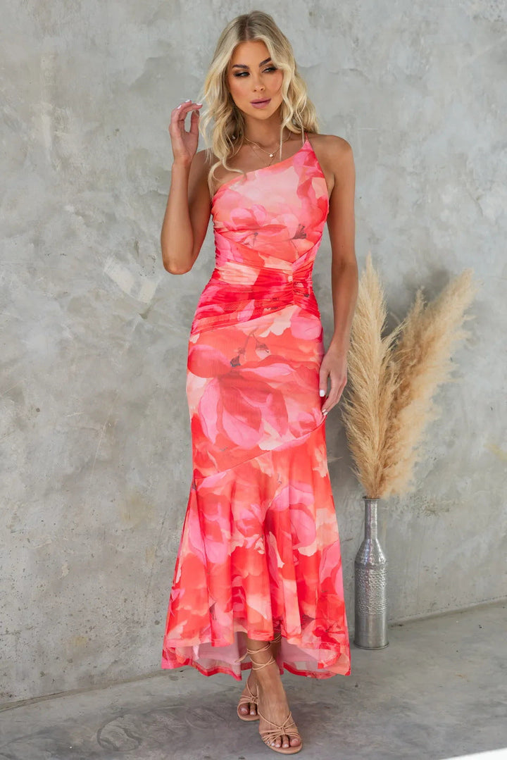 Diana | Robe à une épaule à motif floral pour invitée de mariage femme  