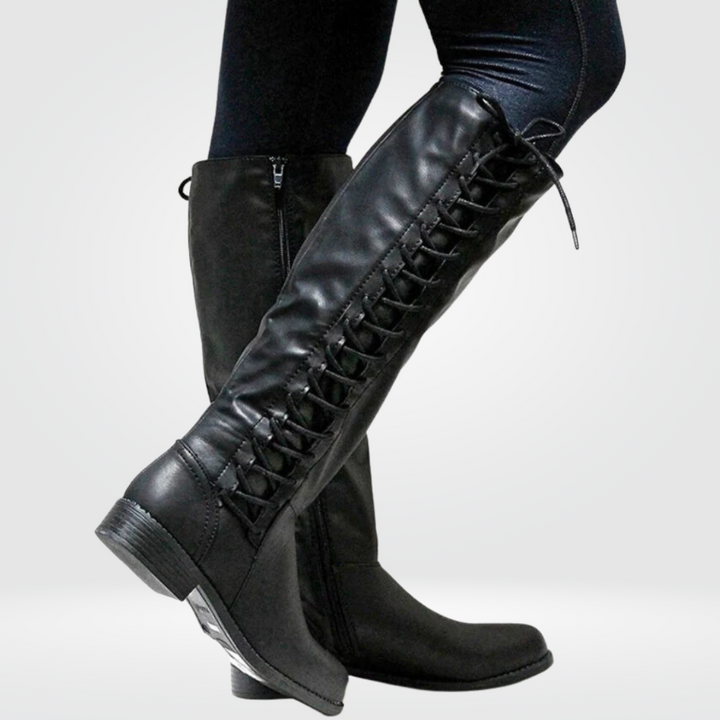 Odette | Damen Elegant Kniehohe Stiefel Mit Blockabsatz