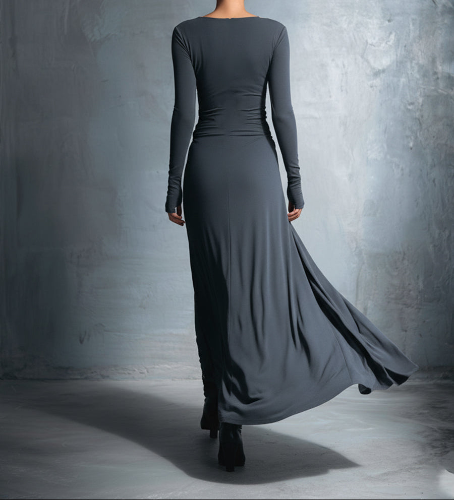 Laura | Abito lungo elegante da donna a maniche lunghe drappeggiato