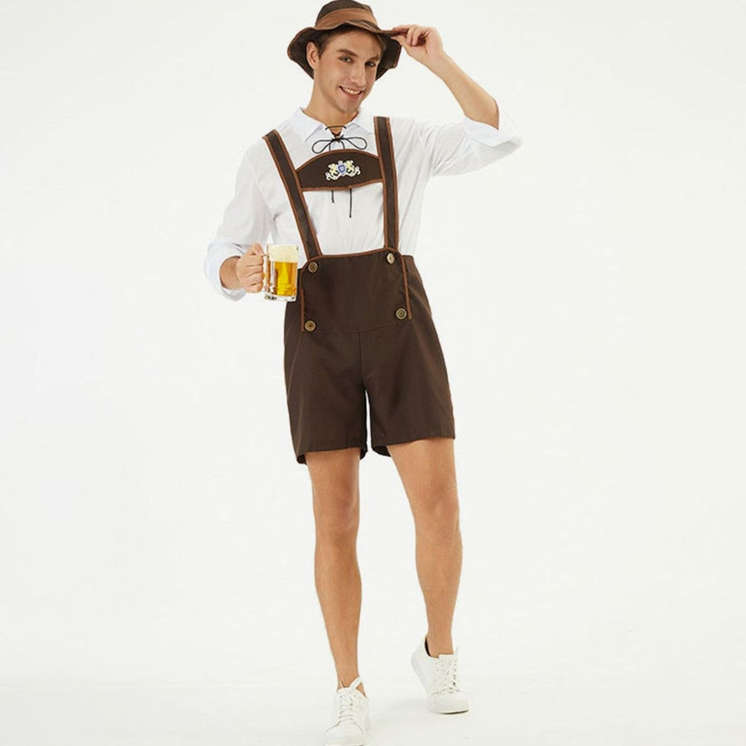 Tom | Herren Braune Trachten-Latzhose mit Hosenträgern
