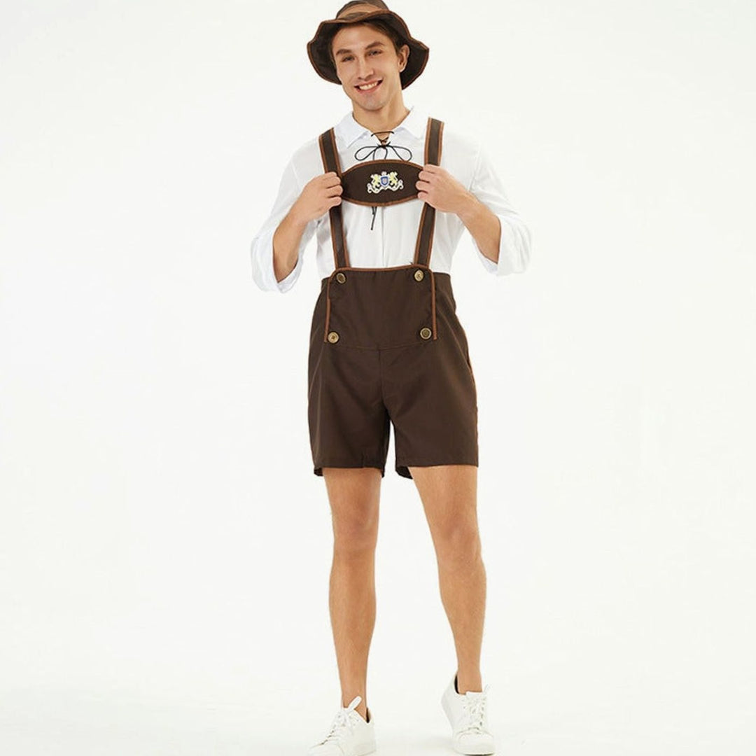 Tom | Herren Braune Trachten-Latzhose mit Hosenträgern