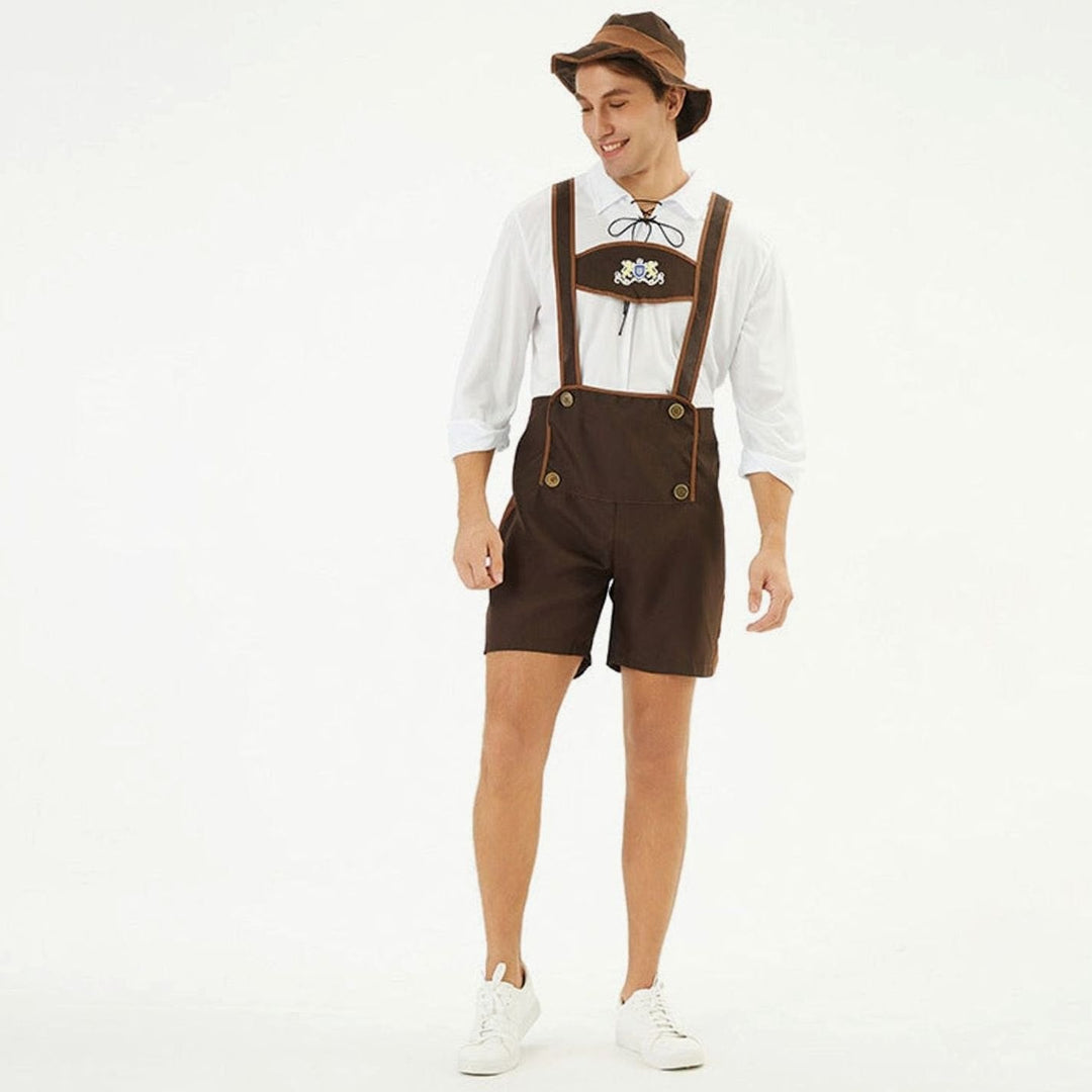 Tom | Herren Braune Trachten-Latzhose mit Hosenträgern