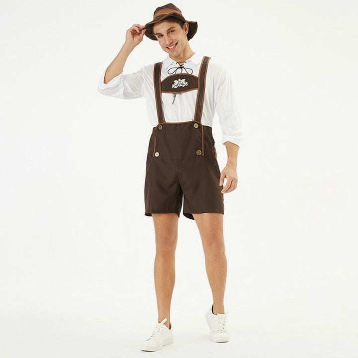 Tom | Herren Braune Trachten-Latzhose mit Hosenträgern