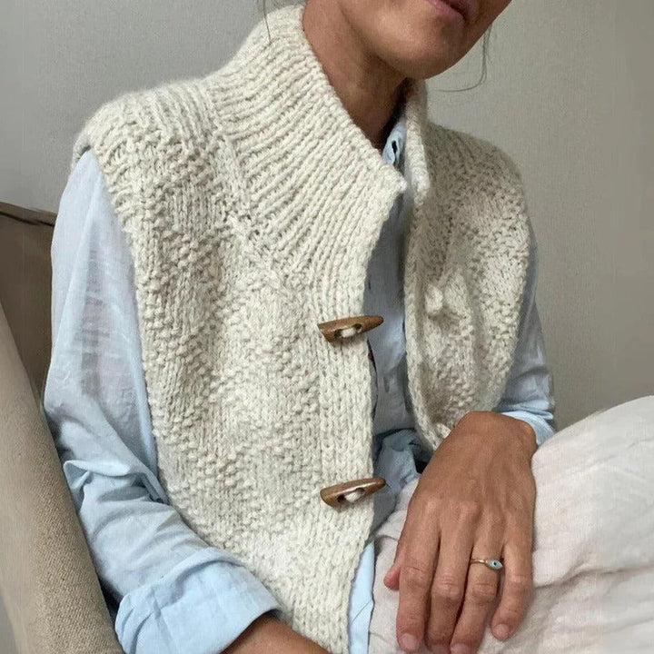Francesca | Damen Klassische Strickweste Knopfverschluss