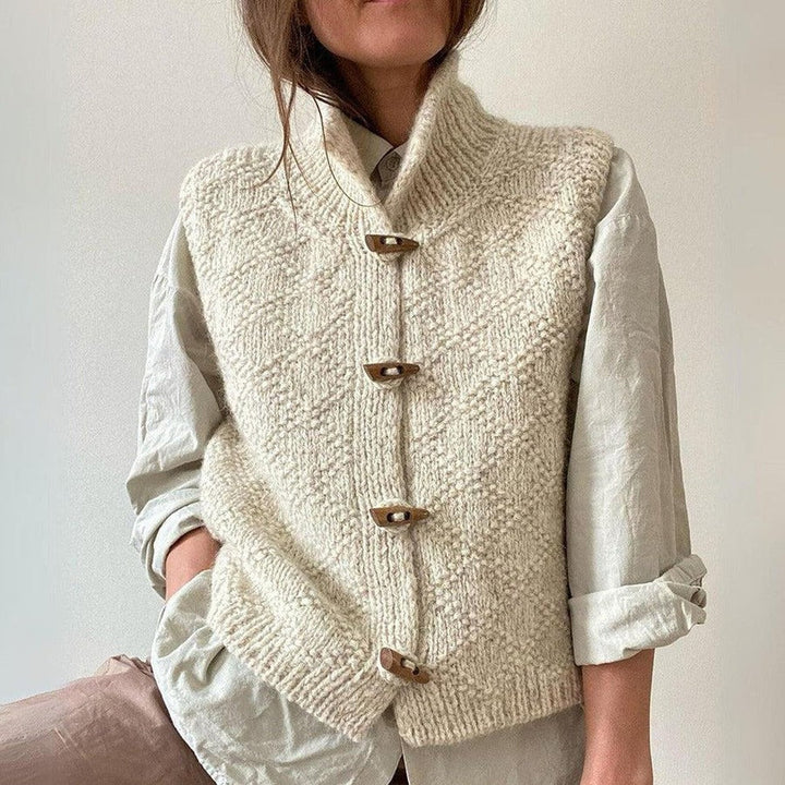 Francesca | Damen Klassische Strickweste Knopfverschluss