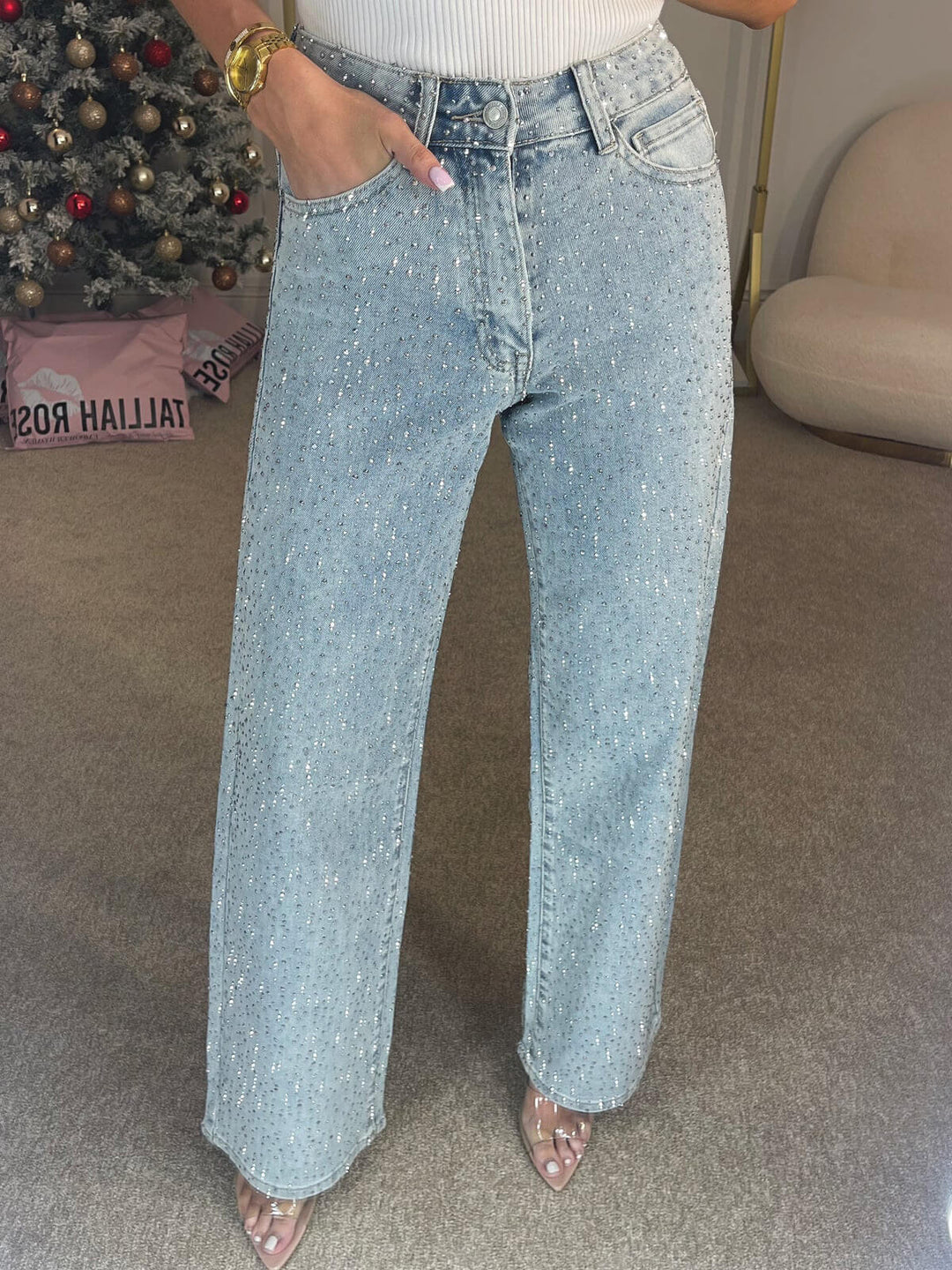 Edith | Jeans pailletés cintrés pour femmes