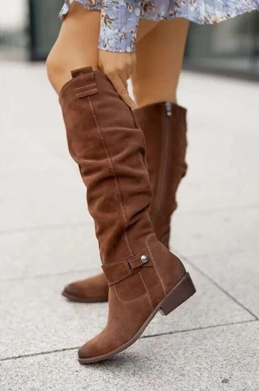 Serena | Damen Modische Wildleder Absatz Stiefel