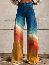 Edith | Modische Vintage-Schlagjeans mit Print für Damen
