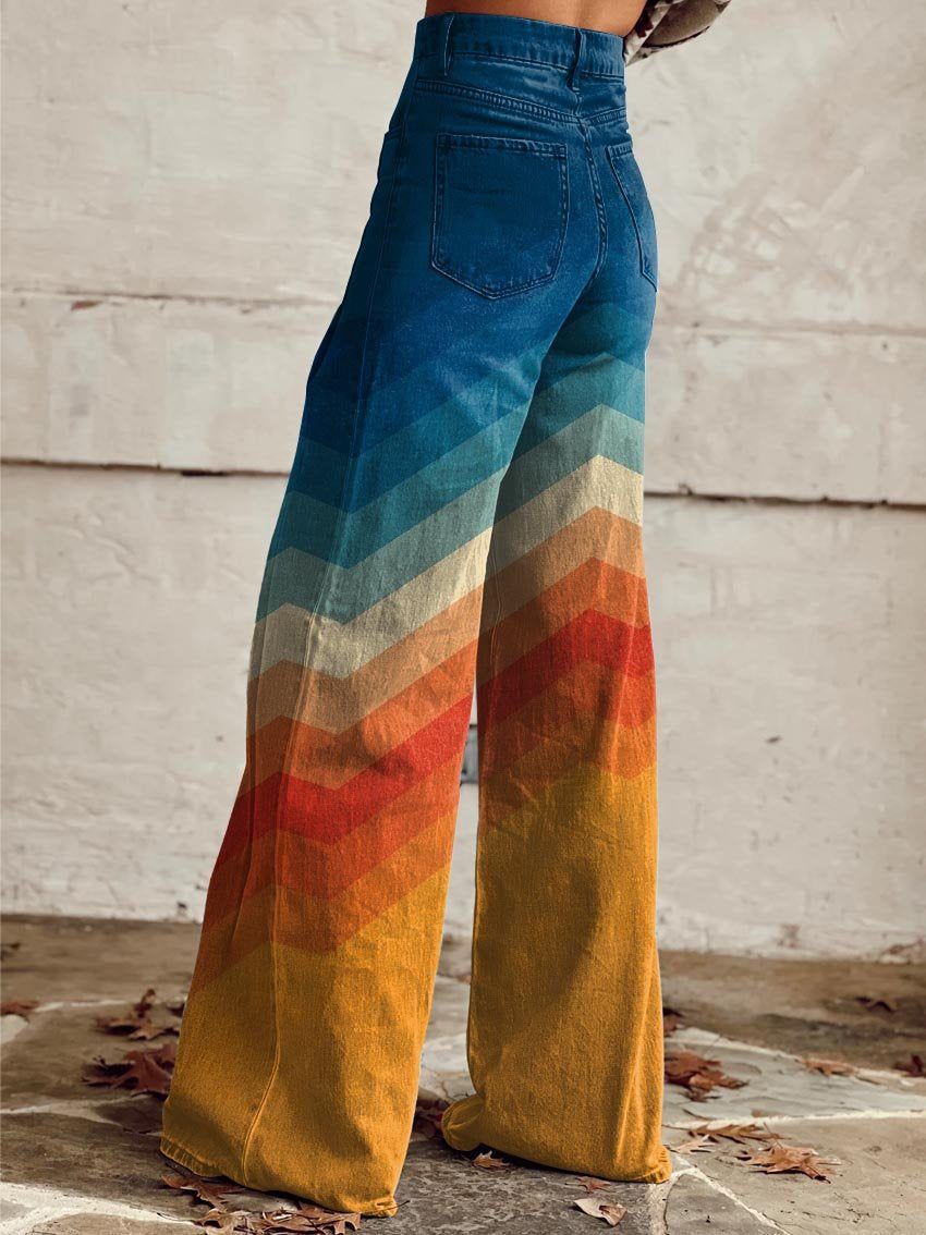 Edith | Modische Vintage-Schlagjeans mit Print für Damen