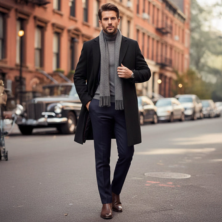 Quirin | Herren Eleganter Langer Wintermantel mit Knopfen