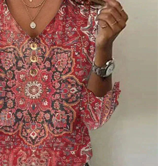 Anouk | Damen Sommer Bedruckte Boho Bluse