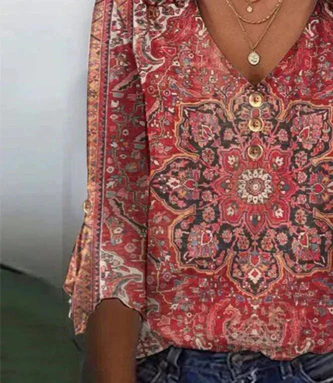 Anouk | Damen Sommer Bedruckte Boho Bluse