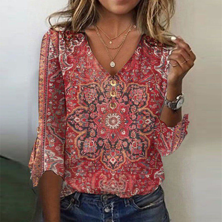 Anouk | Damen Sommer Bedruckte Boho Bluse