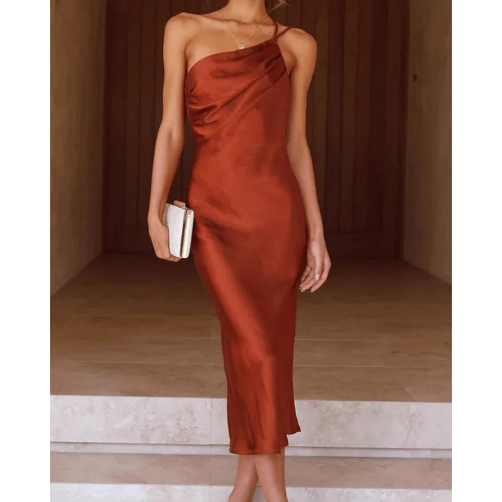 Melina | Abito da sera casual monospalla in satin da donna