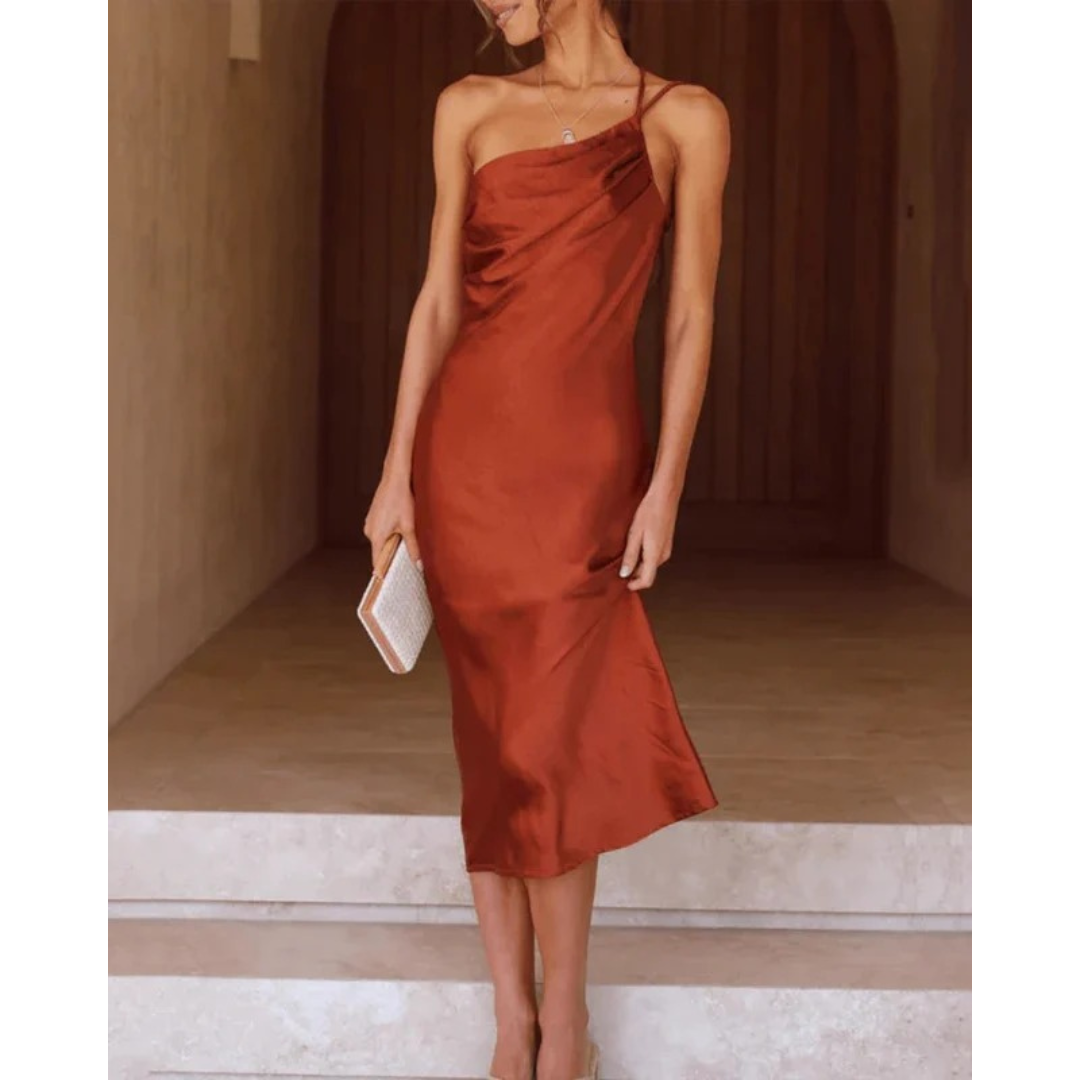 Melina | Abito da sera casual monospalla in satin da donna