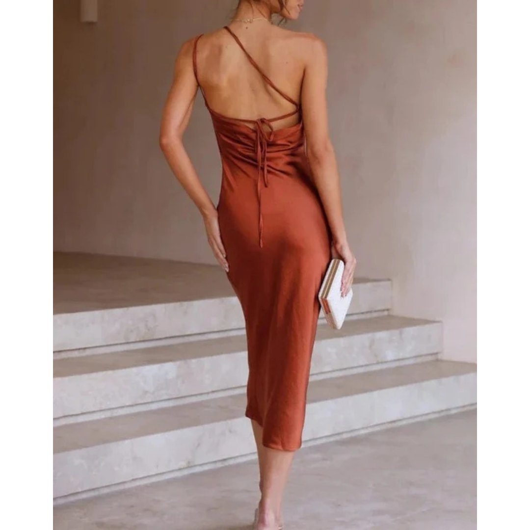 Melina | Abito da sera casual monospalla in satin da donna