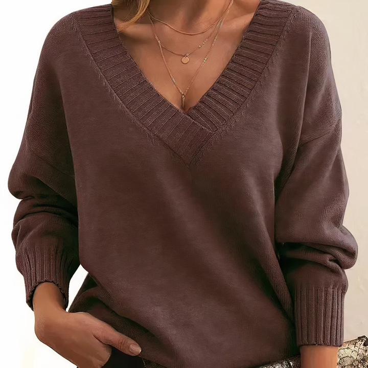 Solveig | Maglione comodo in cashmere con scollo a V da donna