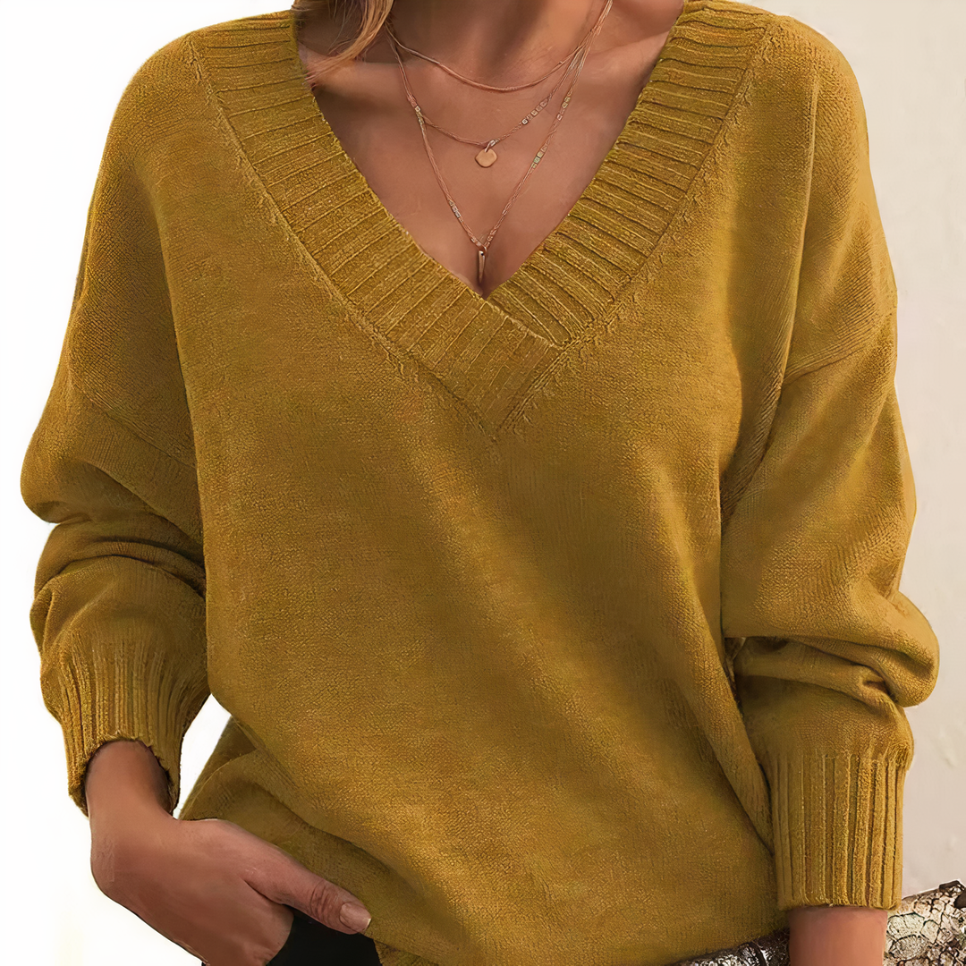 Solveig | Maglione comodo in cashmere con scollo a V da donna