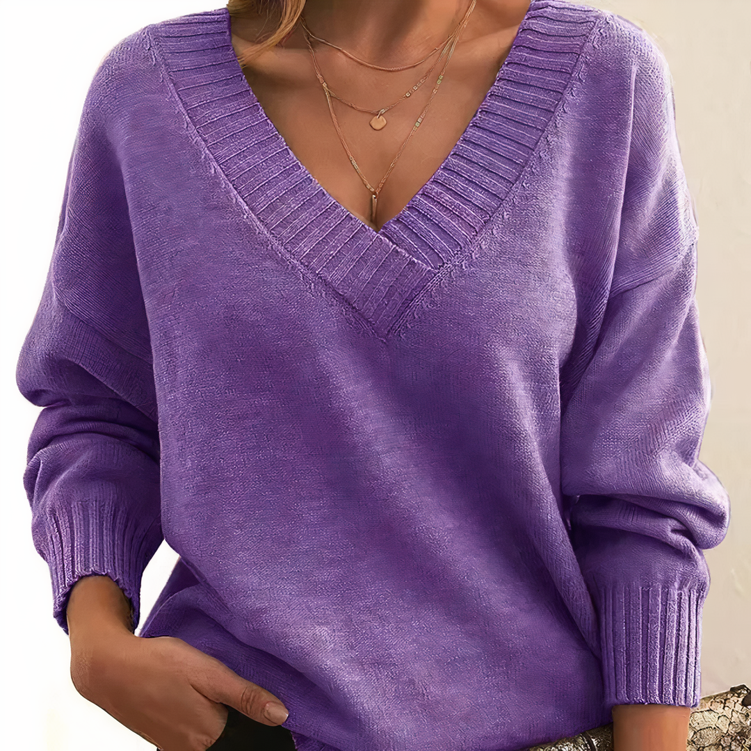Solveig | Maglione comodo in cashmere con scollo a V da donna