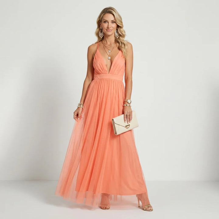 Paulina | Damen Elegantes V-Ausschnitt Hochzeitsgastkleid