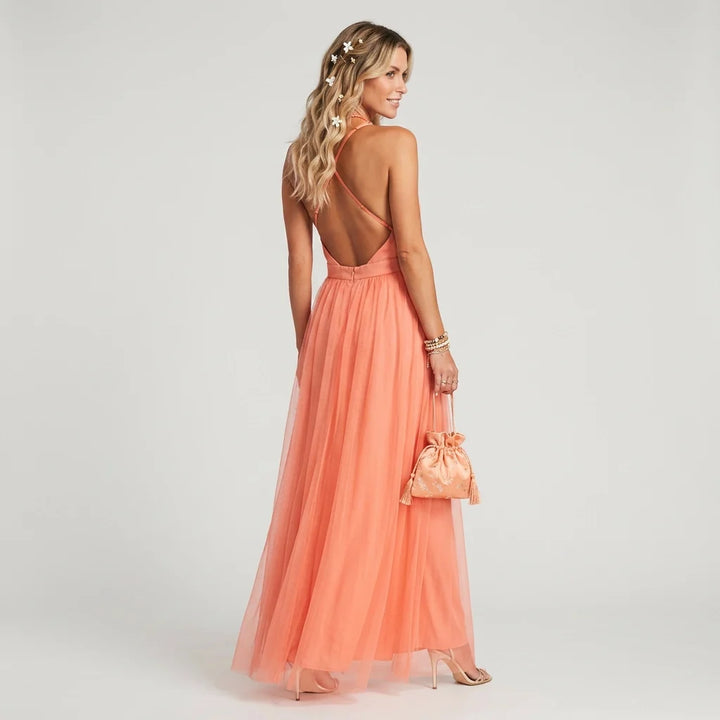 Paulina | Damen Elegantes V-Ausschnitt Hochzeitsgastkleid