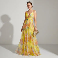 Felicitas | Damen Geblümtes Herbst Hochzeitsgastkleid