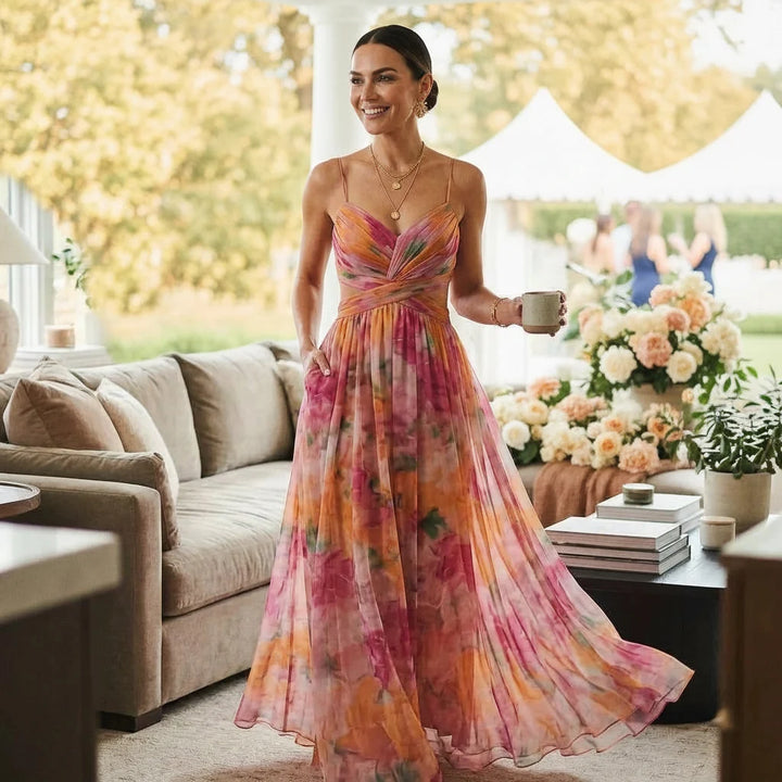 Felicitas | Damen Geblümtes Herbst Hochzeitsgastkleid