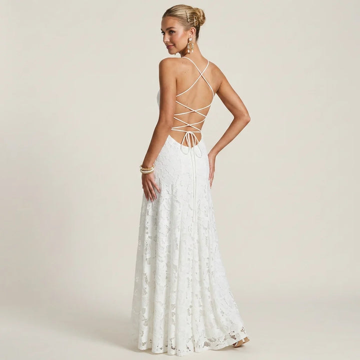 Doris | Damen Besticktes Spaghettiträger Abendkleid