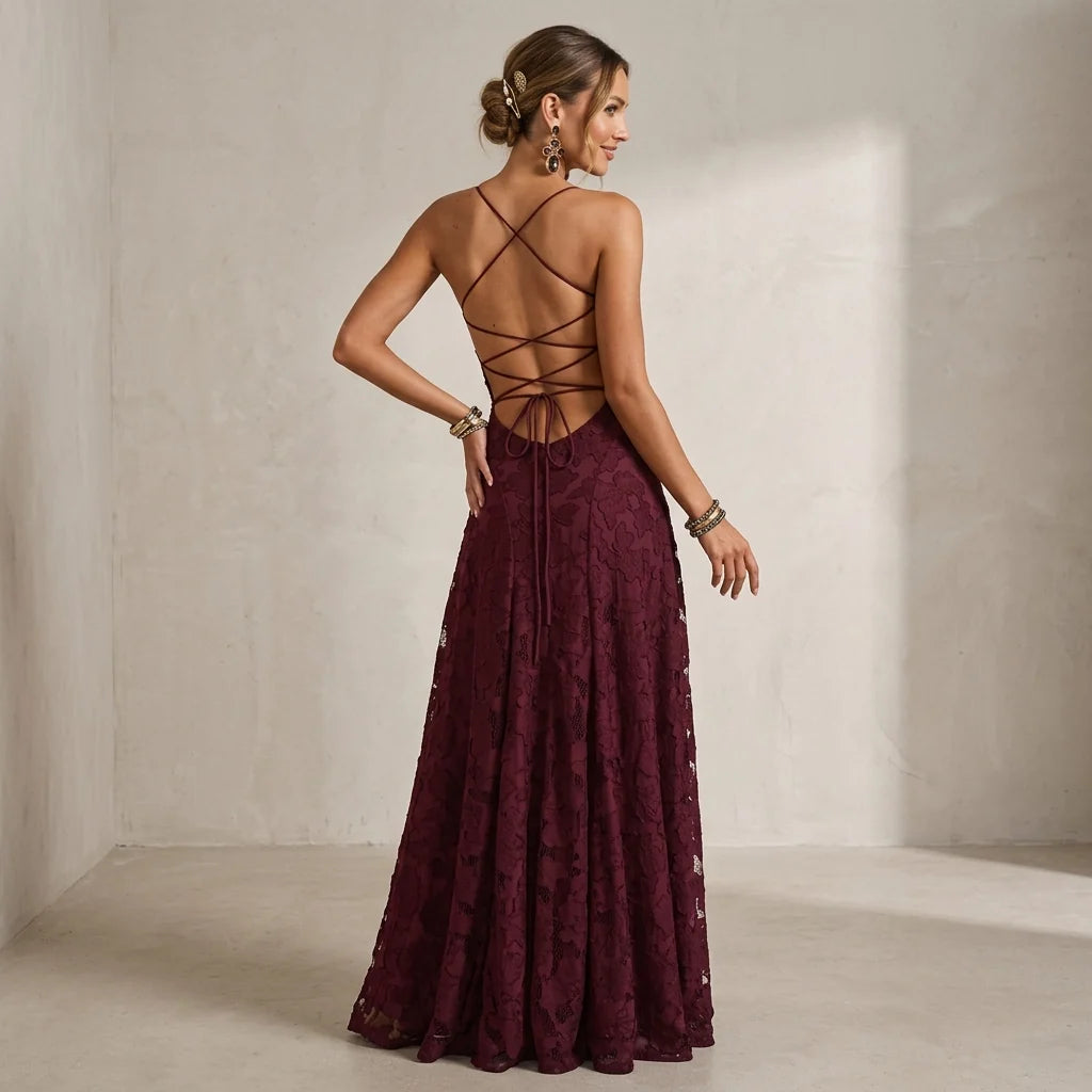 Beatrice | Damen Elegantes Maxi-Hochzeitsgastkleid