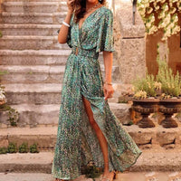 Ursula | Robe portefeuille maxi à décolleté en V imprimée avec ceinture pour femme  